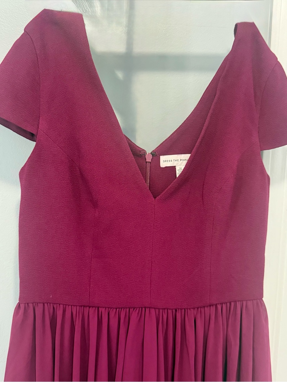 Dress the Population Plum V-Neck Fit & Flare Midi Dress - Picture 5 of 7